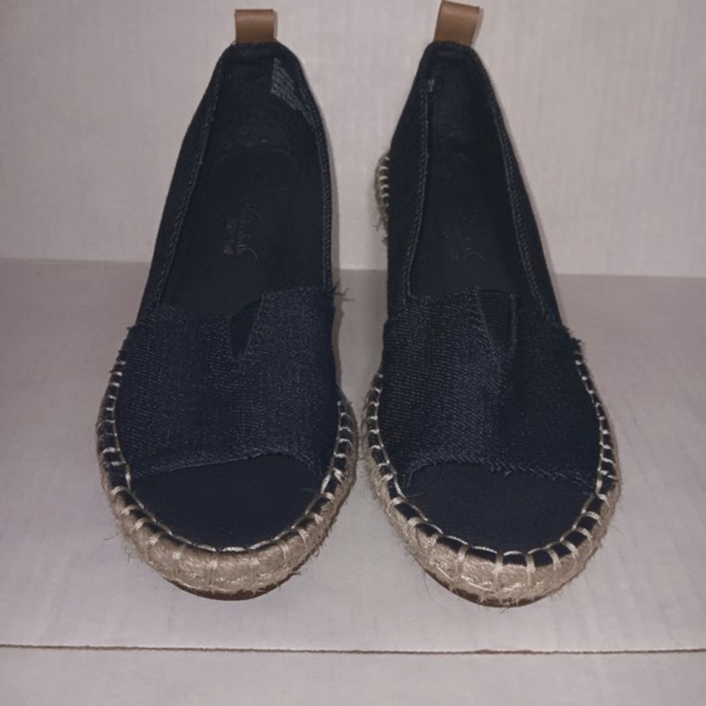 GLORIA VANDERBILT FRANKLIN OPEN TOE ESPADRILLE WEDGE SHOES SIZE 6